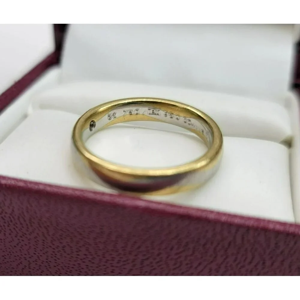 18k Yellow Gold and 950 White Platinum Wave Ring with Triangle Diamond CT3